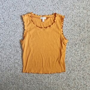 Abound Mustard Sleeveless Ruffle Tank Top size Small